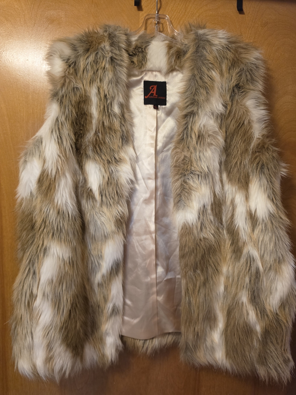 Adrienne Landau Cream and Brown Faux Fur Vest